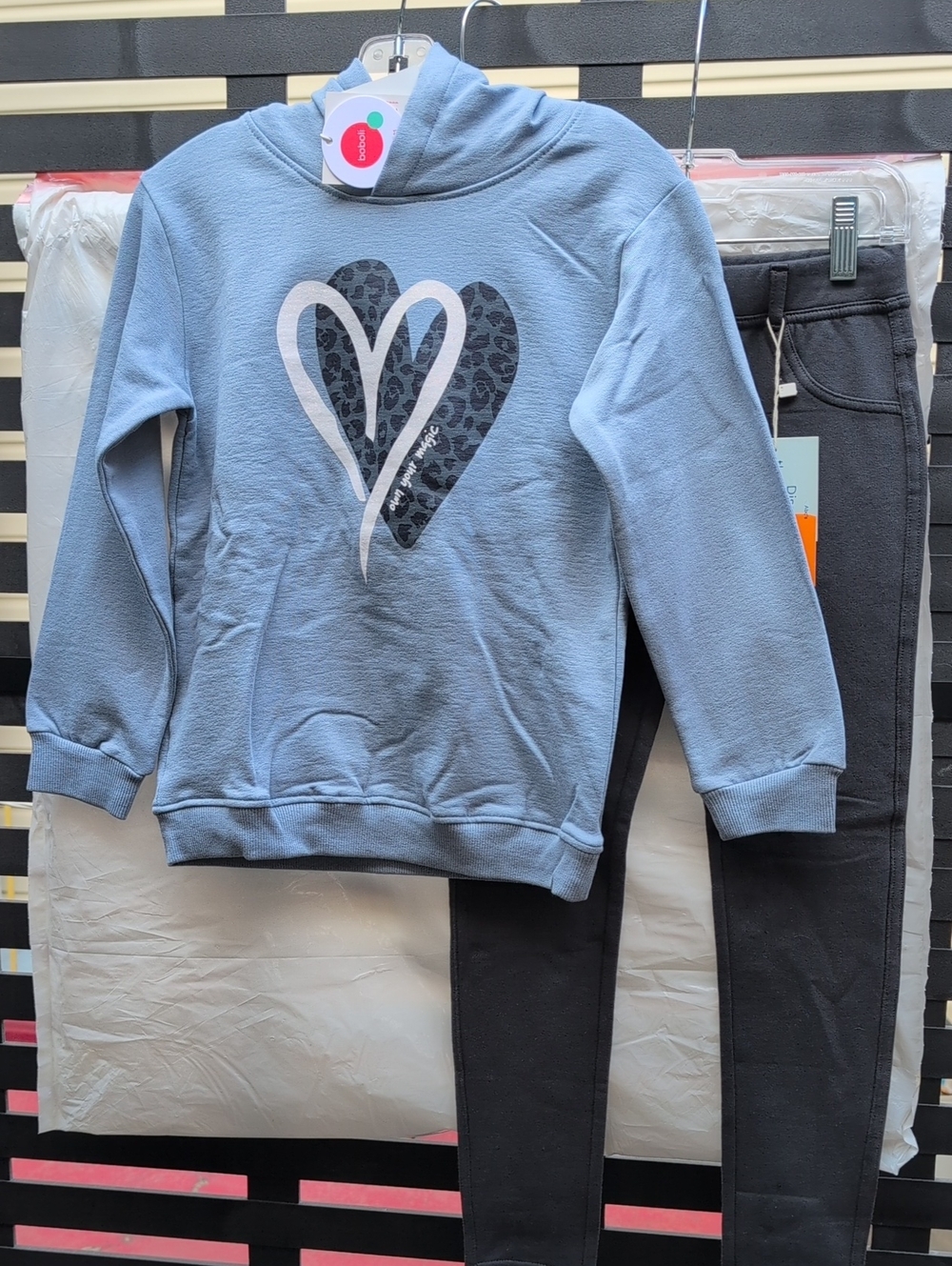 Boboli Girls Hoodie Set with Heart Graphic